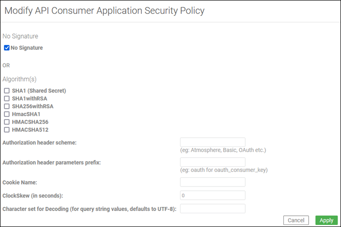 API Consumer Application Security Policy