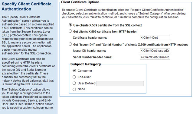 HTTP Security Policy Configuration: Specify Client Certificate Authentication Options