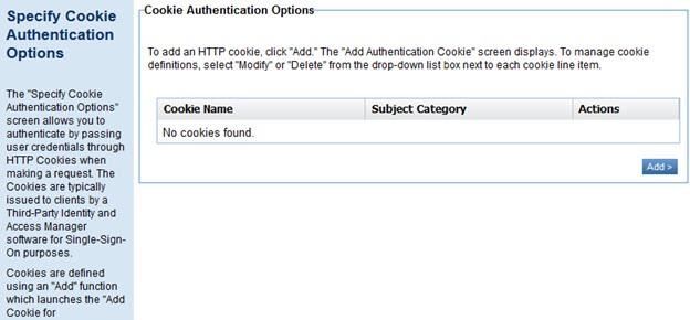 HTTP Security Policy Configuration: Specify Cookie Authentication Options