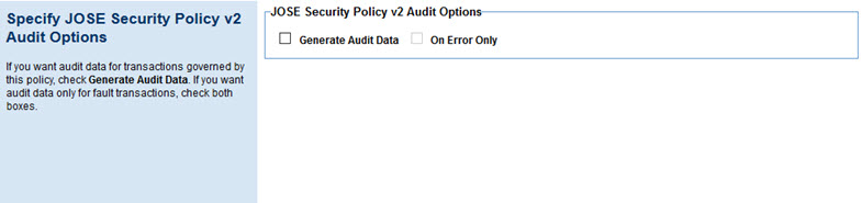 JOSE Security Policy v2 (Unencoded Payload Support): Audit Options
