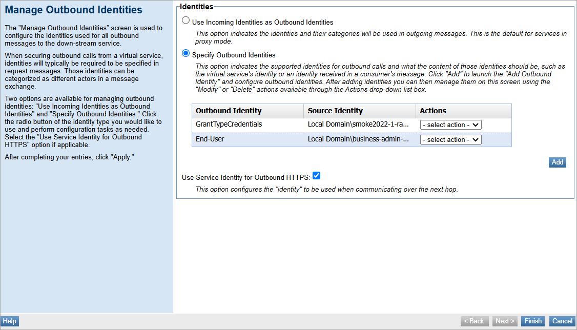 Configuring the end-user identity