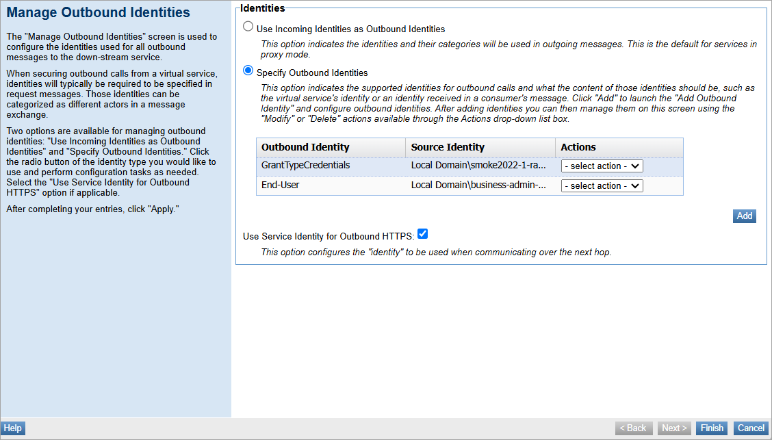 Configuring the end-user identity