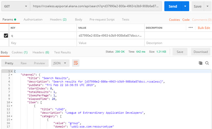Search example using Postman