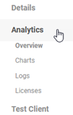 Bonita theme: App Analytics menu