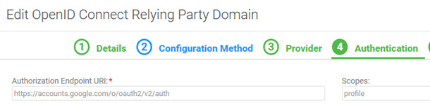 OpenID Connect Relying Party domain: scopes missing
