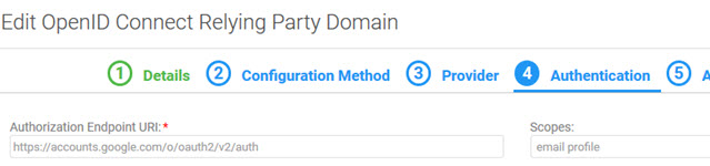 OpenID Connect Relying Party domain: setting up the scopes