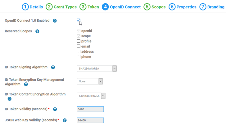 Community Manager developer portal  -- Akana OAuth/OIDC Provider domain setup, Tab 4, OpenID Connect