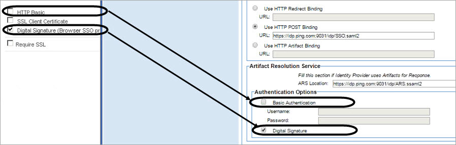 PingFederate setup: IdP config, authentication options