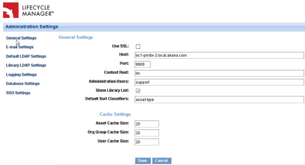 Lifecycle Manager: General Settings