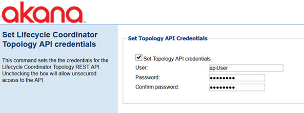 Setting the topology API credentials