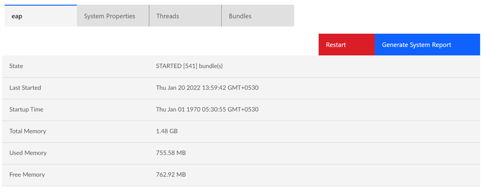 Admin Console, Diagnostics: Container name tab